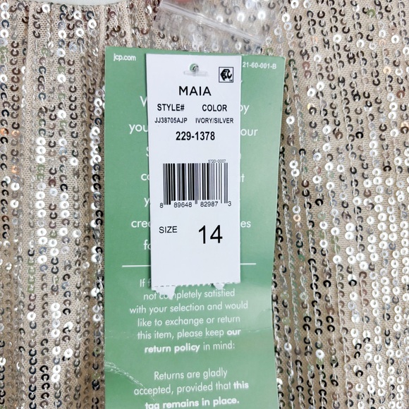 NWT Maia Ivory Sequin Long Sleeve Party Cocktail Dress Sz 14 - Picture 7 of 9